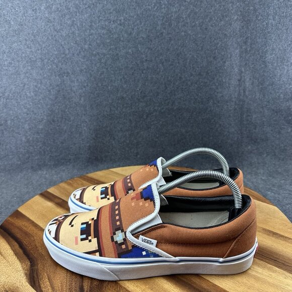 VANS Slip On Brown Block Character Sneakers Slip On Canvas Sz 9 Custom Photo - Picture 5 of 11